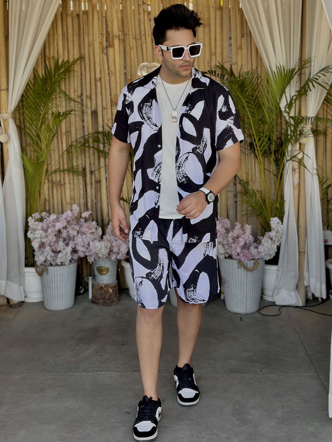 GRITSTONES Men Craft Black Rayon Printed Co-Ords