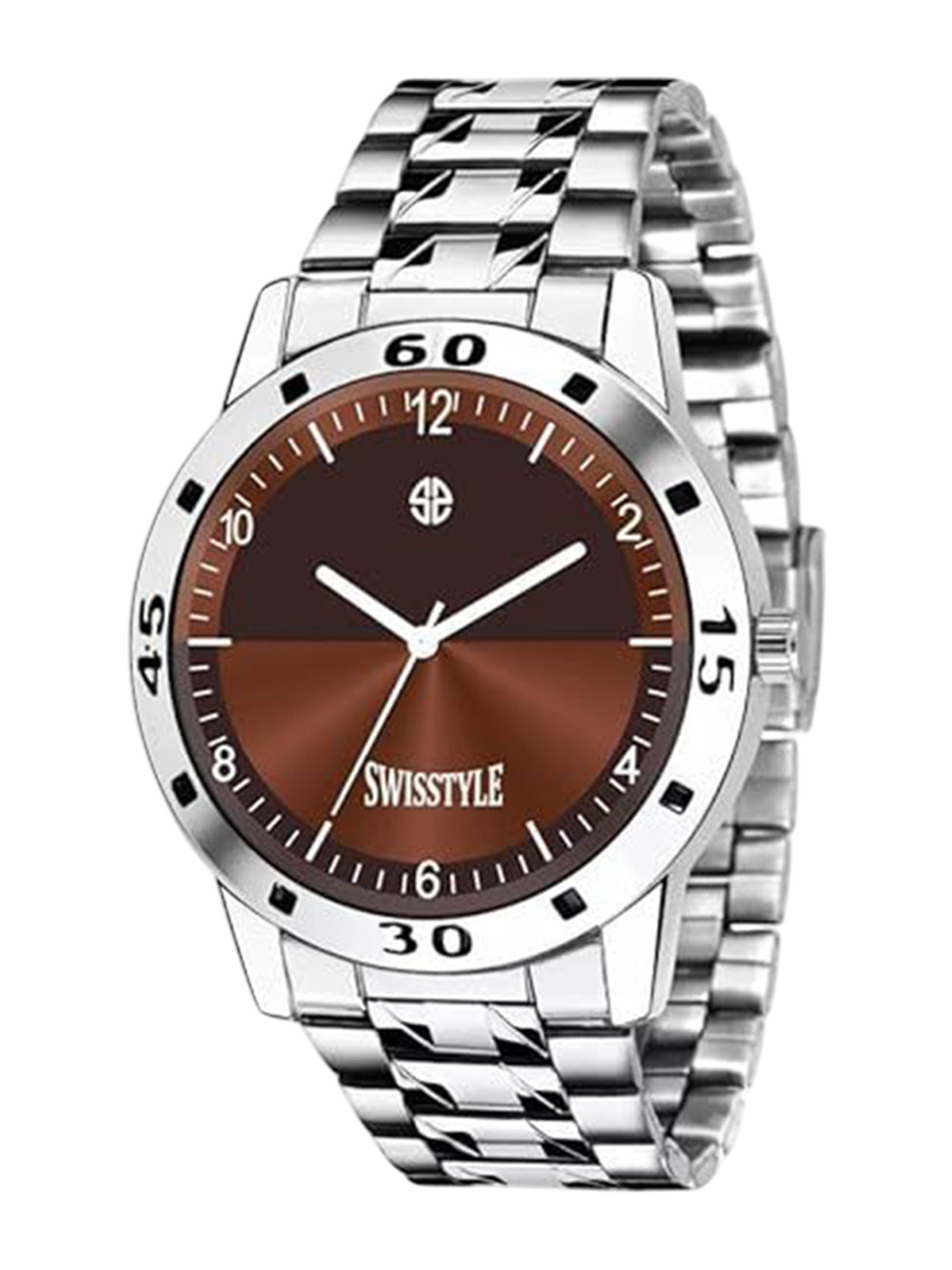 SWISSTYLE Men Brass Embellished Dial & Stainless Steel Straps Analogue Watch SS-GR030-BRW-CH