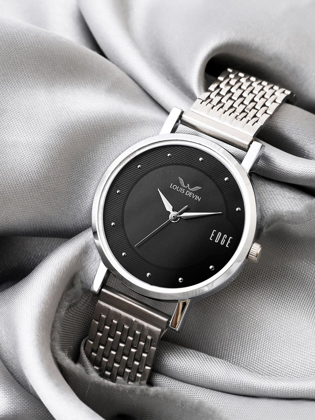 LOUIS DEVIN Women Brass Dial & Stainless Steel Straps Analogue Watch LD-LR192-BLK-CH
