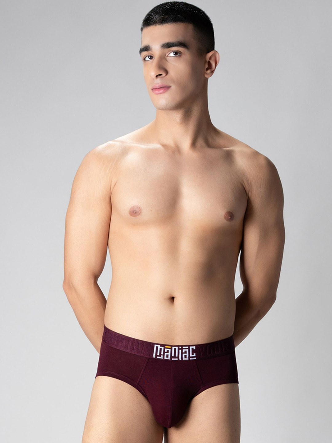 Maniac Mid Rise Odor-Free Basic Briefs MN24-MODAL-BURGUNDY-BRIEF-S