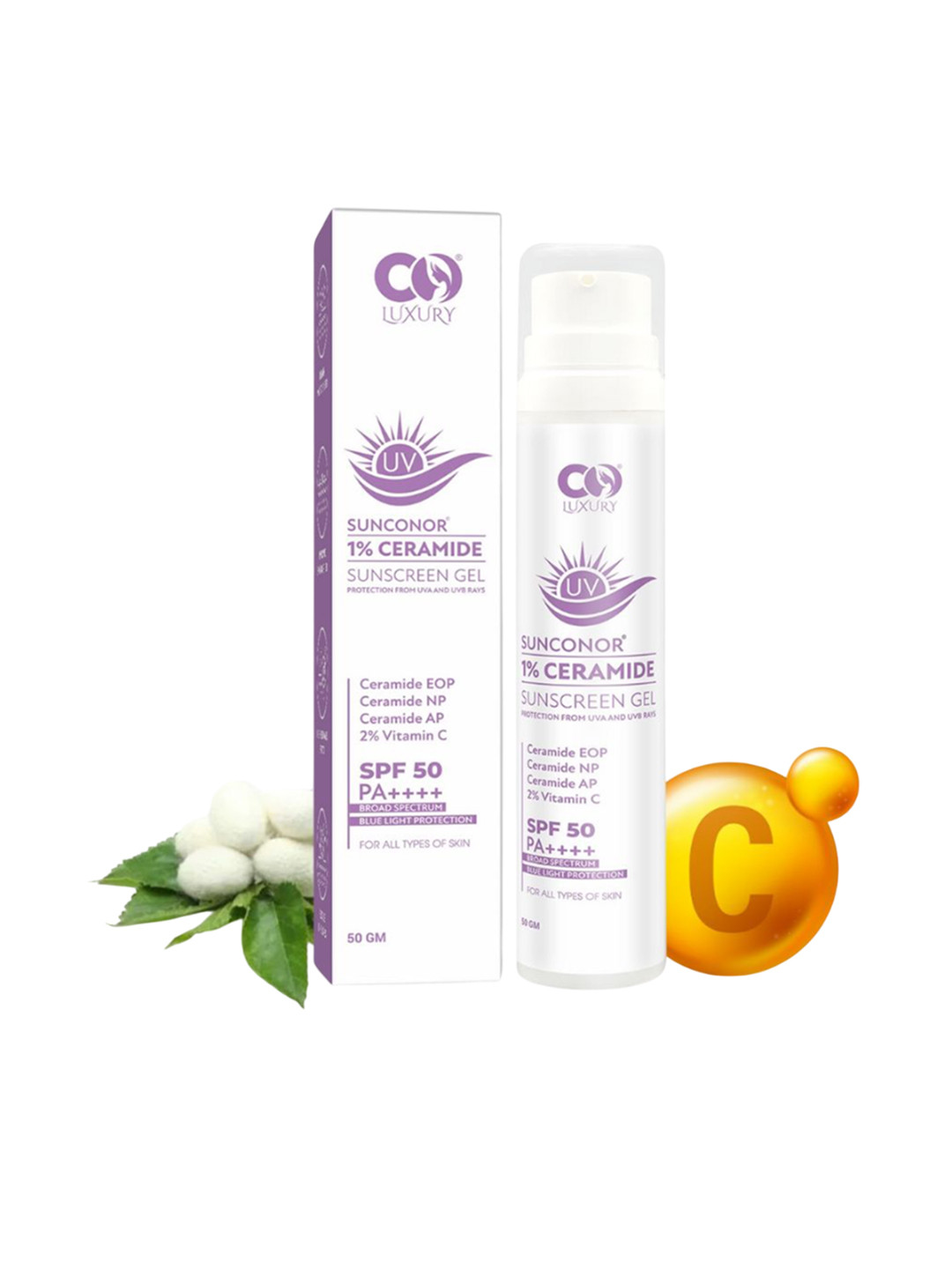 CO LUXURY Sunconor 1% Ceramide Sunscreen Gel With SPF 50 PA ++++ - 50 g