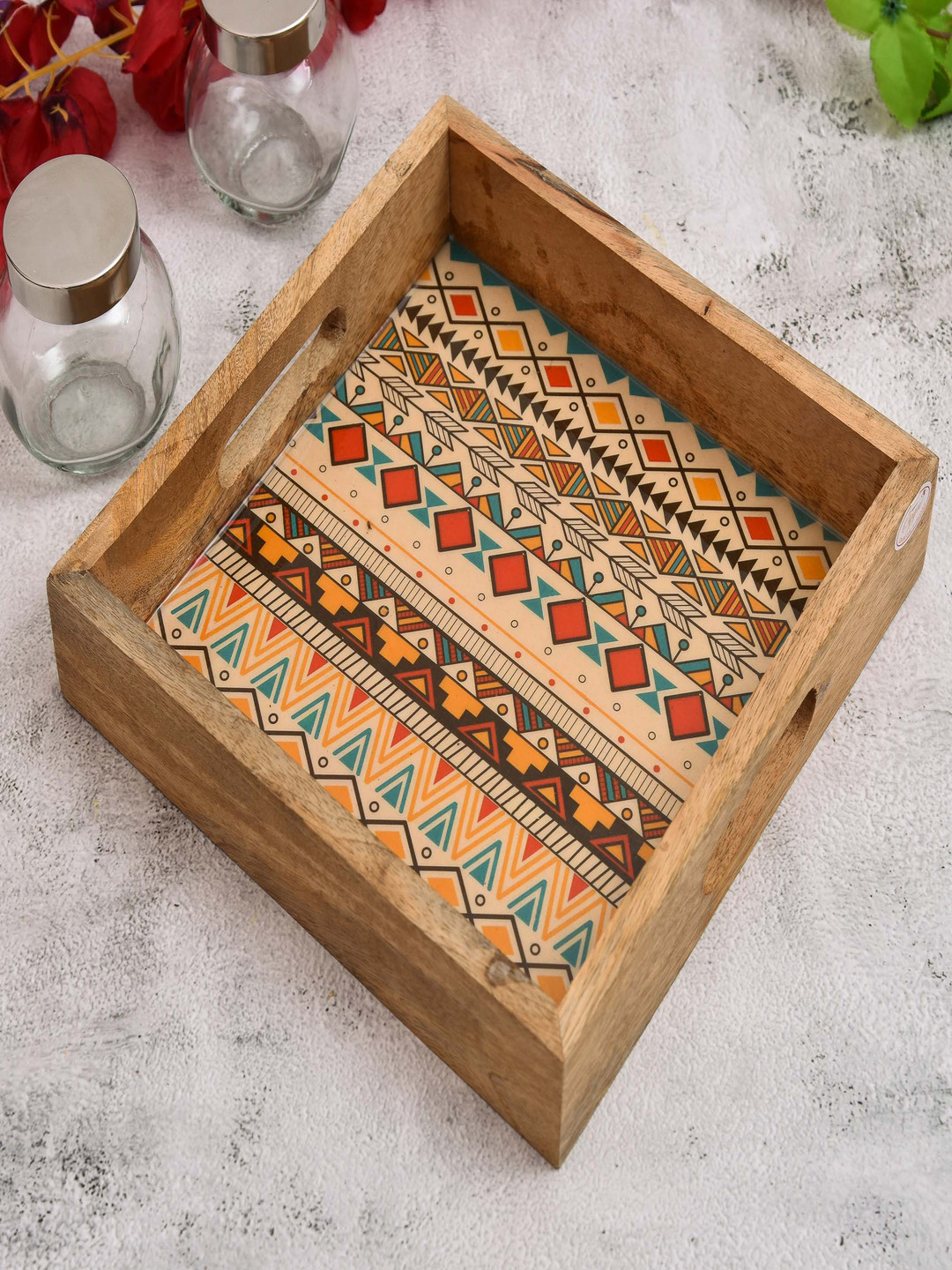 oggn Yellow 2025 Wood 1 Pieces Easy to Clean Serving Tray