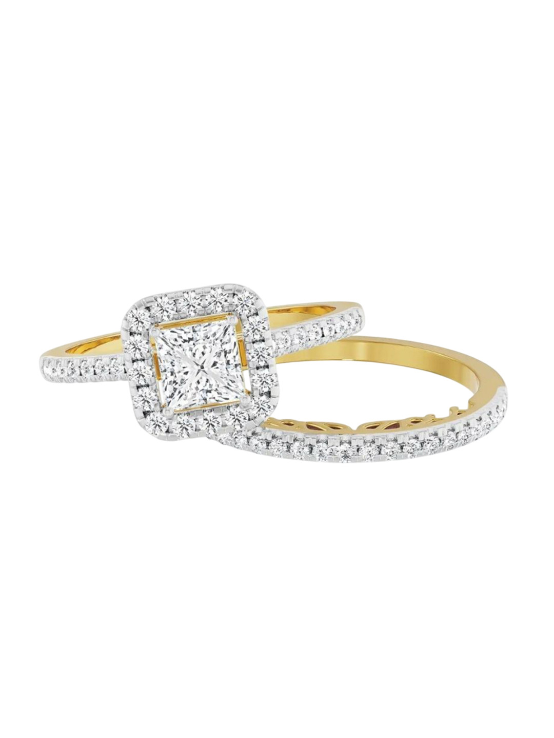 Emori Princess Cut Bridal Set Lab Diamond Ring in 18KT Gold