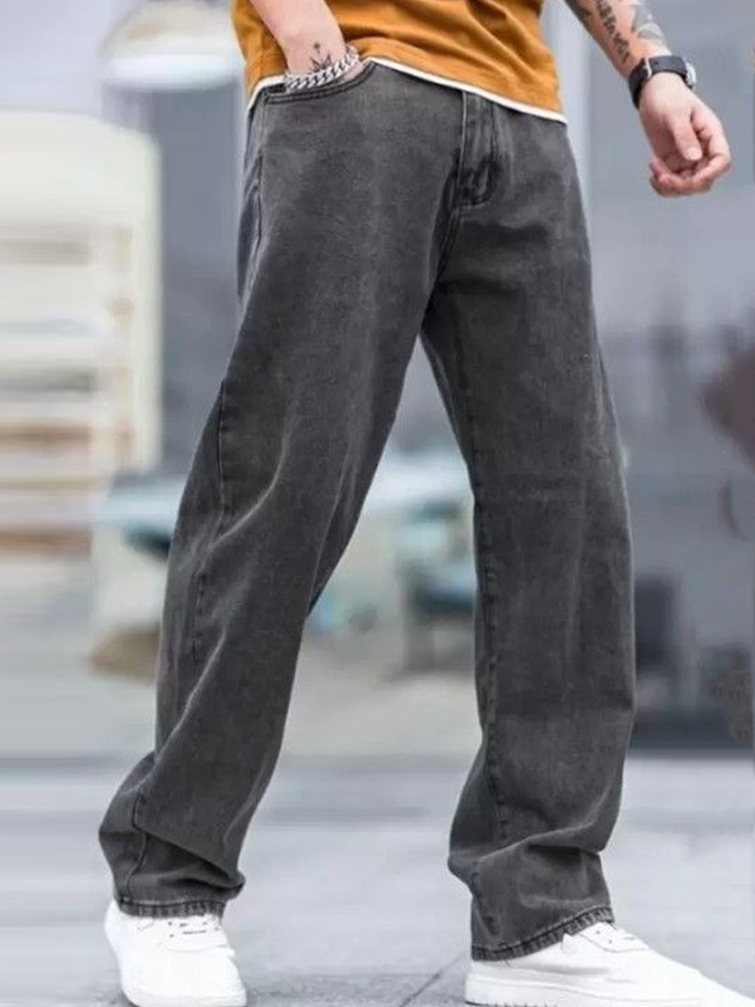 ZAYSH Men Low Distress Stretchable Jeans - Baggy