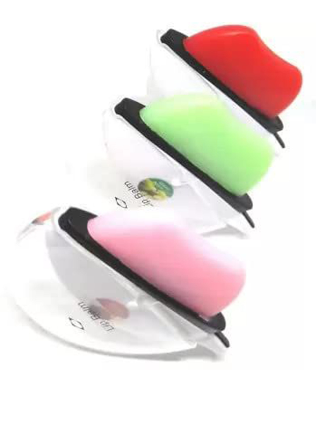 VBA Set Of 3 Apple & Lip Shape Lip Balm - 5 g Each - Green Apple - Strawberry - Rose