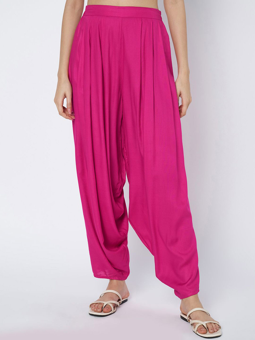 9rasa Viscose Solid Cowl Harem Pants