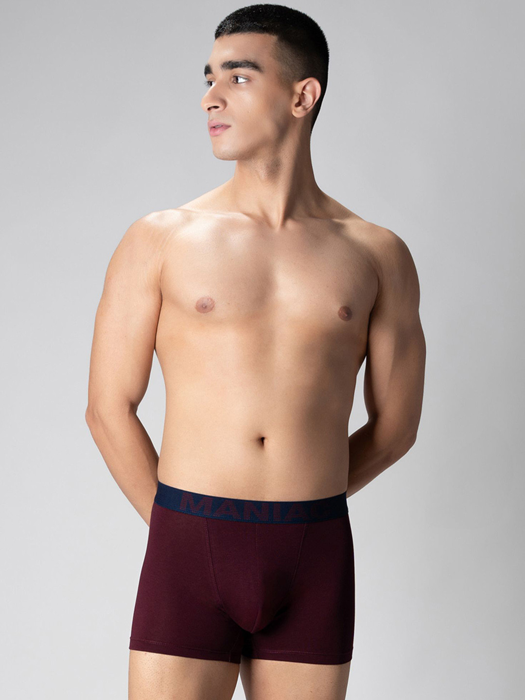 Maniac Mid Rise Basic Trunks MN24-COTN-BURGUNDY-TRUNKS-S