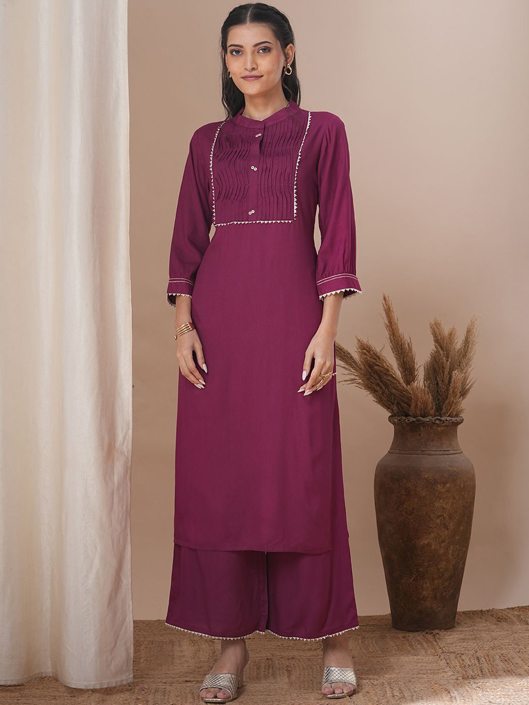 FASHOR Tucked Straight Fit Top With Palazzo Co-Ords