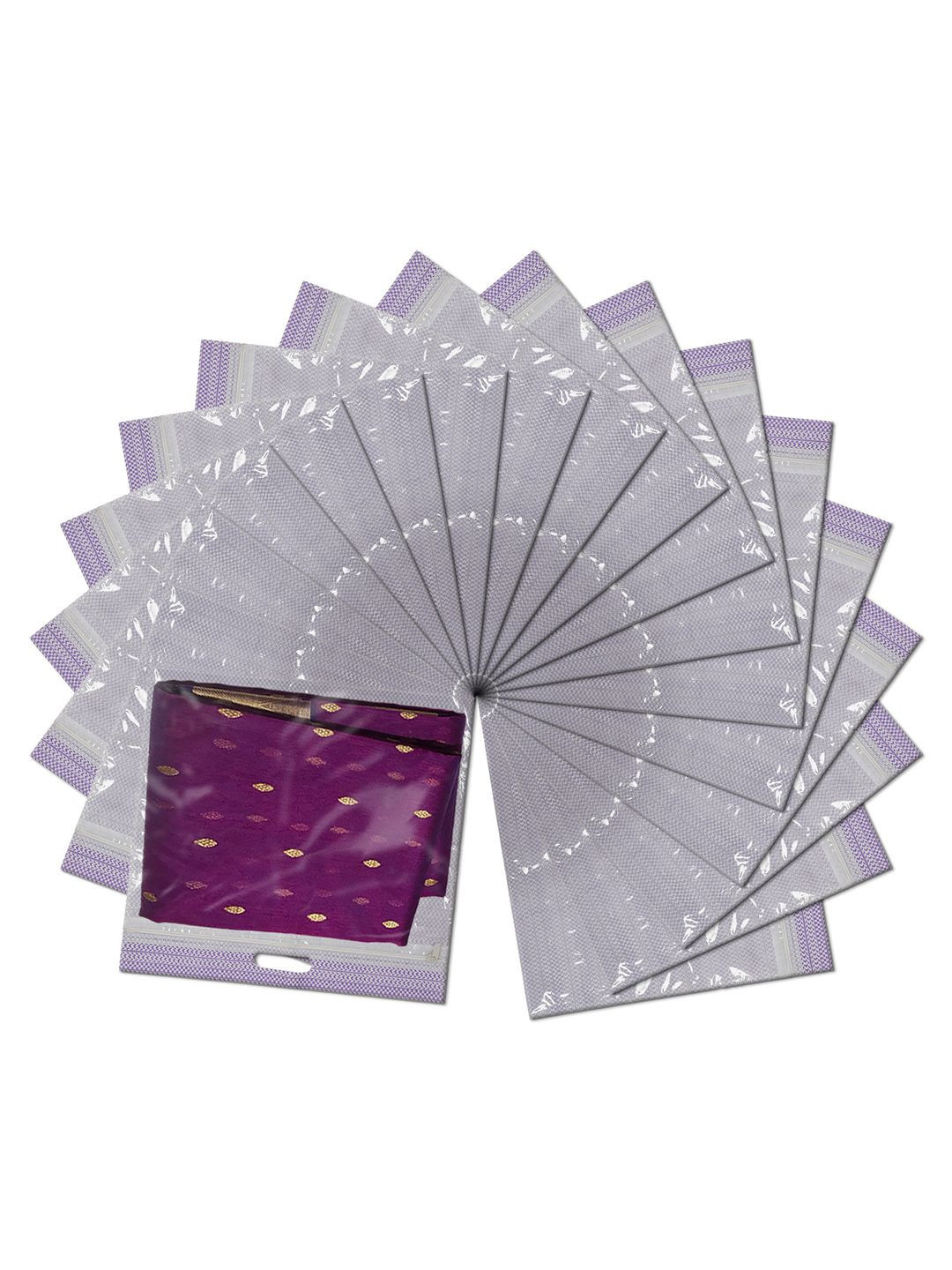 Kuber Industries Purple Set Of 18 Regular Suit Wardrobe Saree Cover Organizer