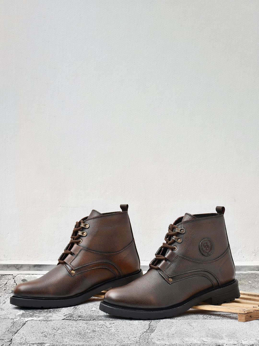 GALEX Men Leather Lace Up Hiking Boots