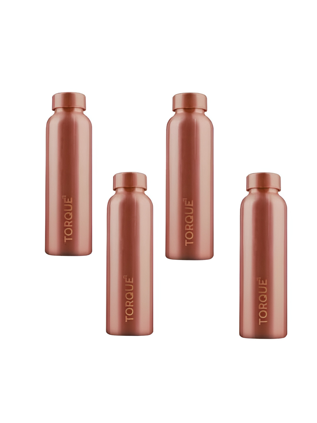 Torque Copper-Toned Set of 4 Copper Printed Water Bottle