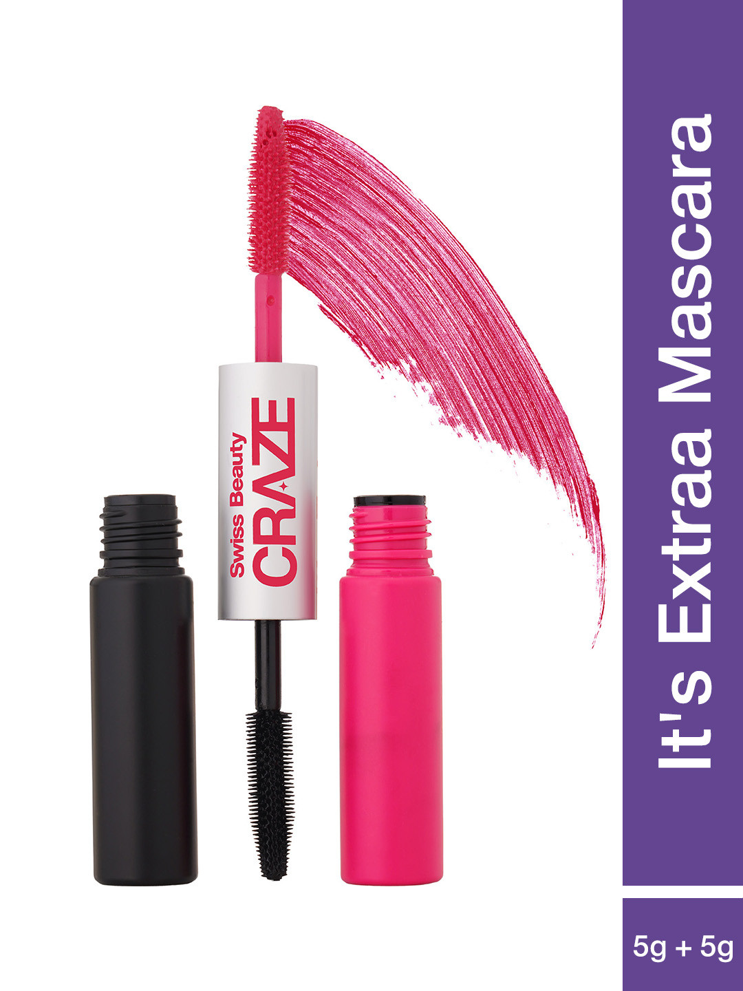 SWISS BEAUTY Craze Its Extraa Smudgeproof Dual Mascara 10g - Shade 01