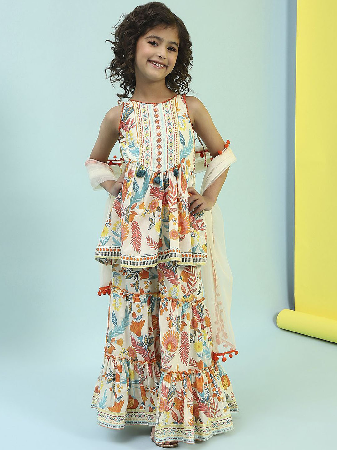 Biba Girls Pure Cotton Sharara & With Dupatta
