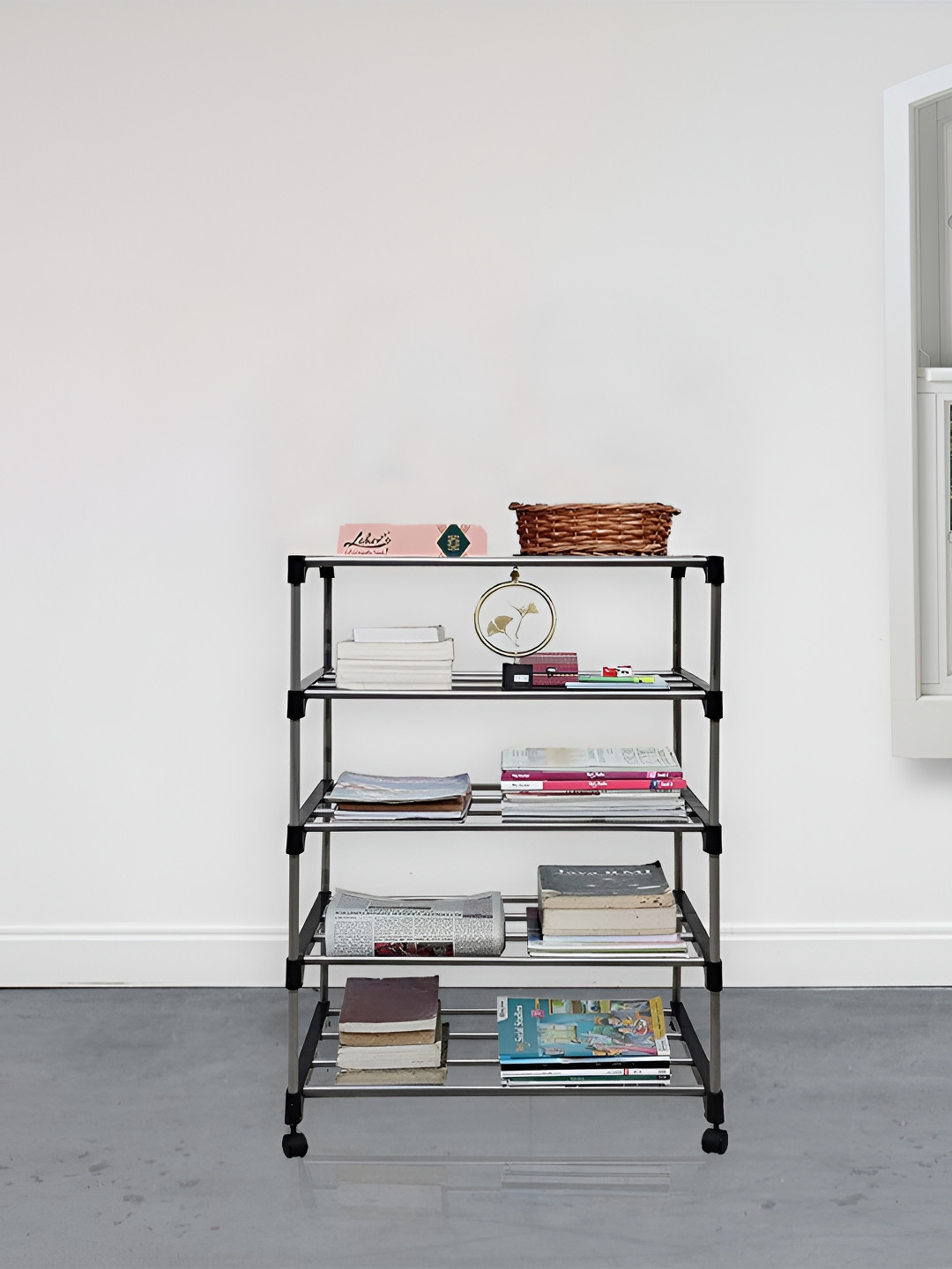 Rmerchants Black & Grey 5 Layer Book Shelf