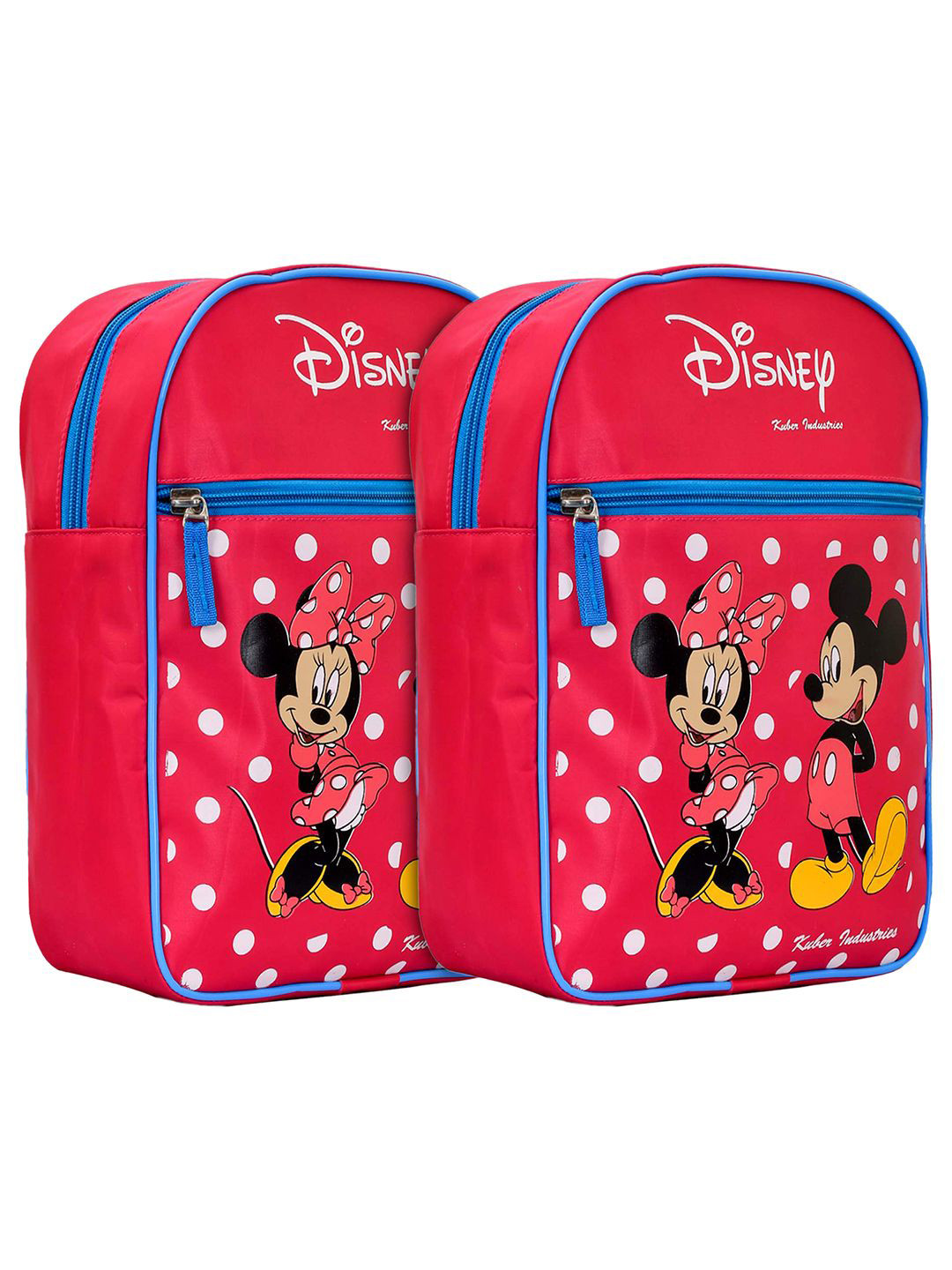 Kuber Industries Kids Pack of 2 Pink Disney Mickey Minnie Backpack