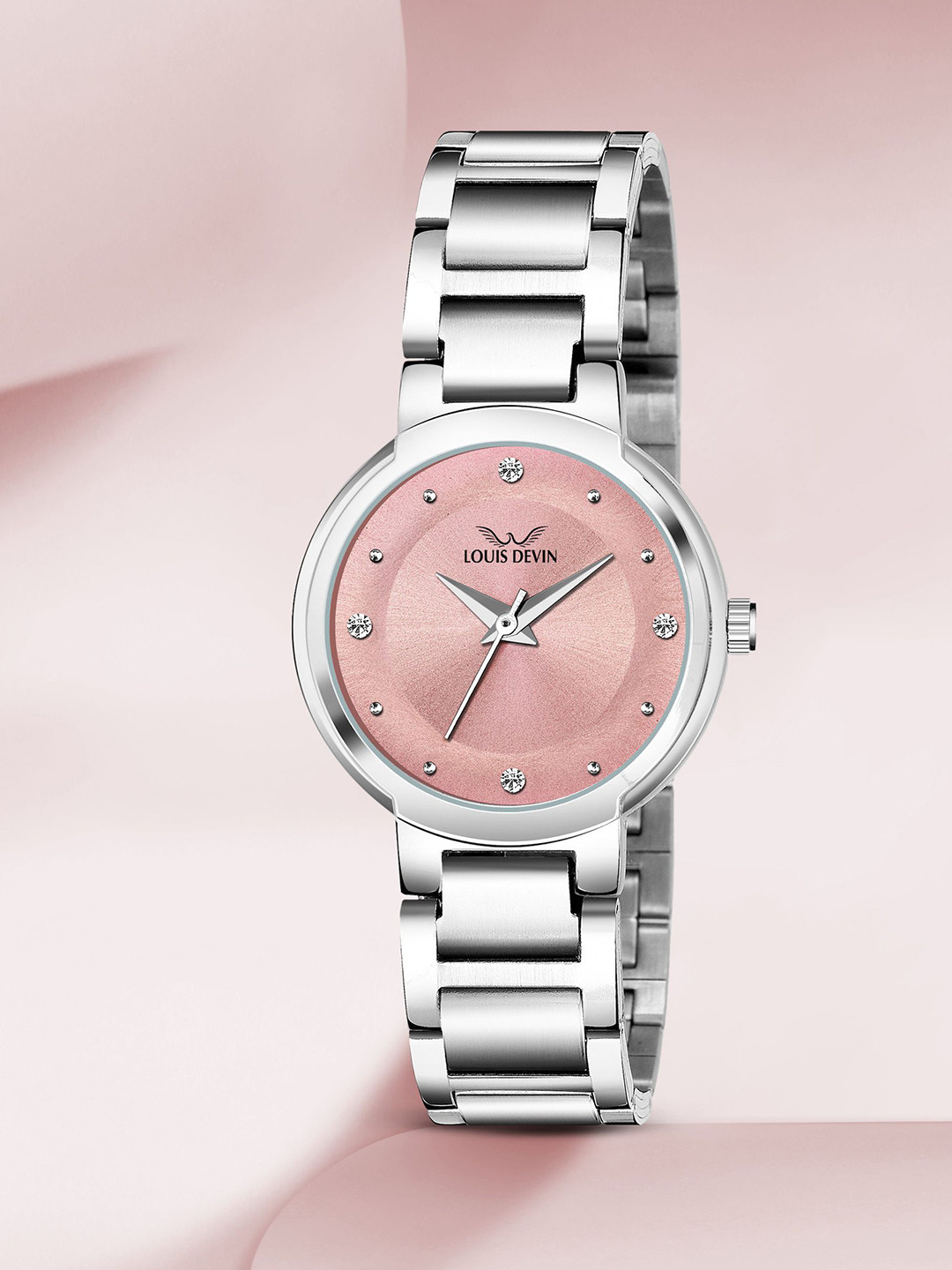 LOUIS DEVIN Women Brass Dial & Stainless Steel Straps Analogue Watch LD-ZL148-PNK