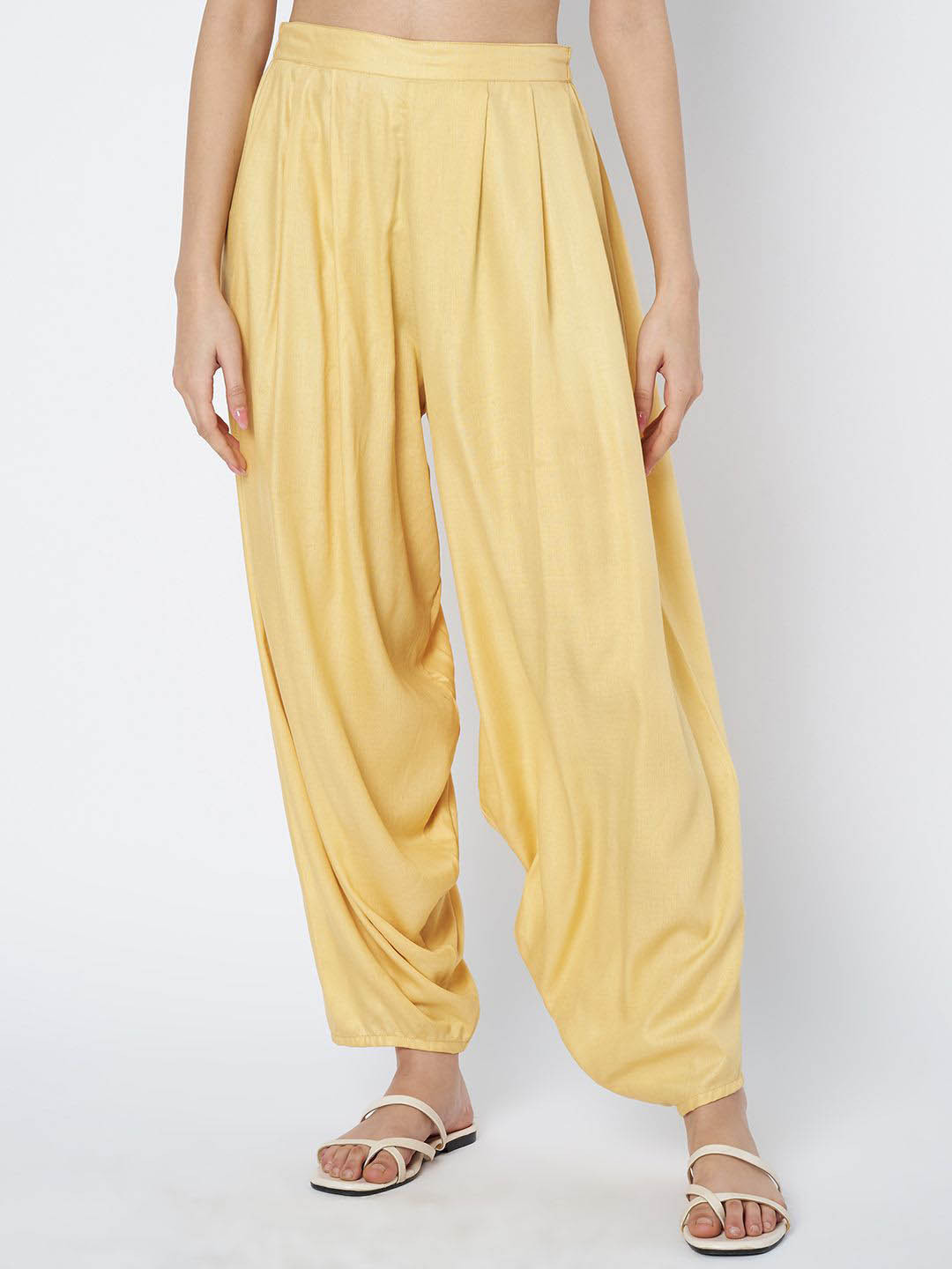 9rasa Viscose Solid Cowl Harem Pants