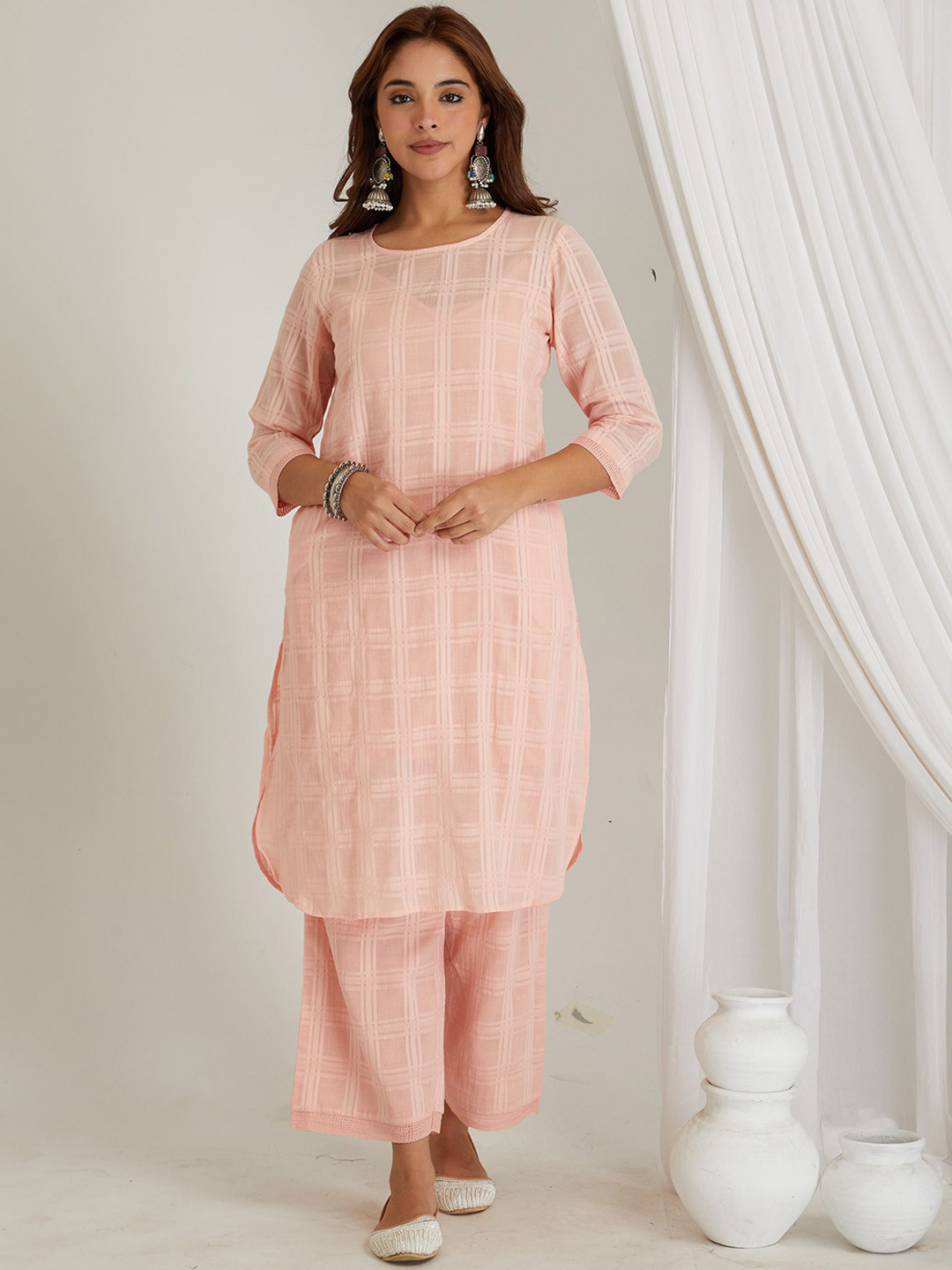 CYAN Women Regular Pure Cotton Kurta with Palazzos