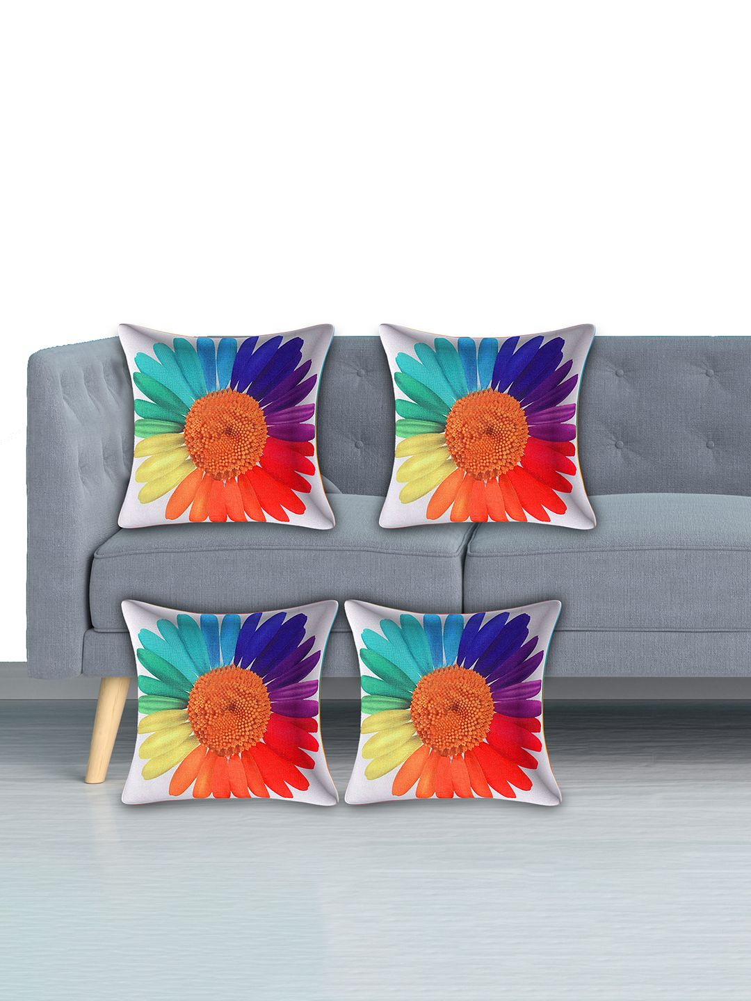 Kuber Industries Case Couch Floral Velvet Durable 4 Pcs Cushion Covers - 16.1 x 16.1 In