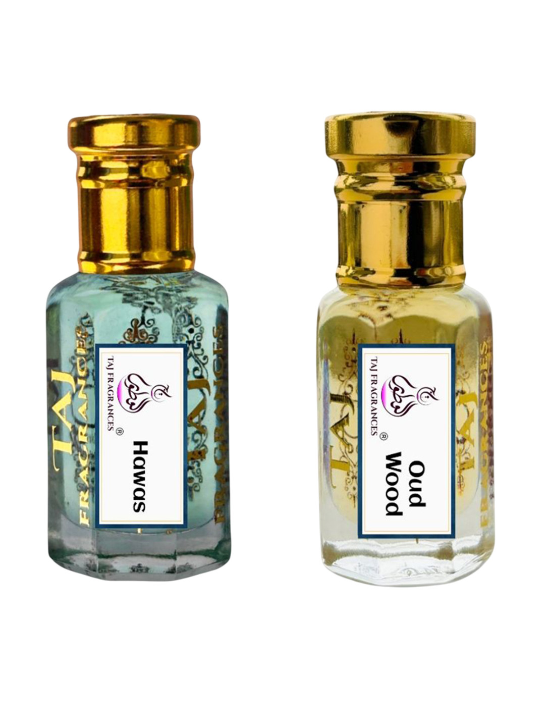 Taj Fragrances Unisex Set Of 2 Oud Wood & Hawas Long Lasting Attar - 6 ml Each