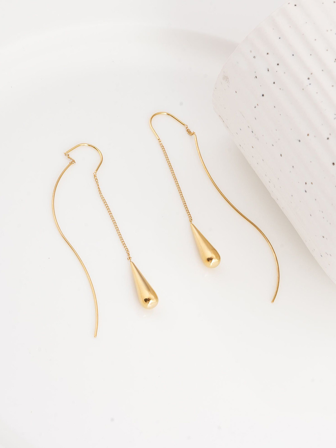 PALMONAS Tassel Water Gold-Plated Drop Earrings