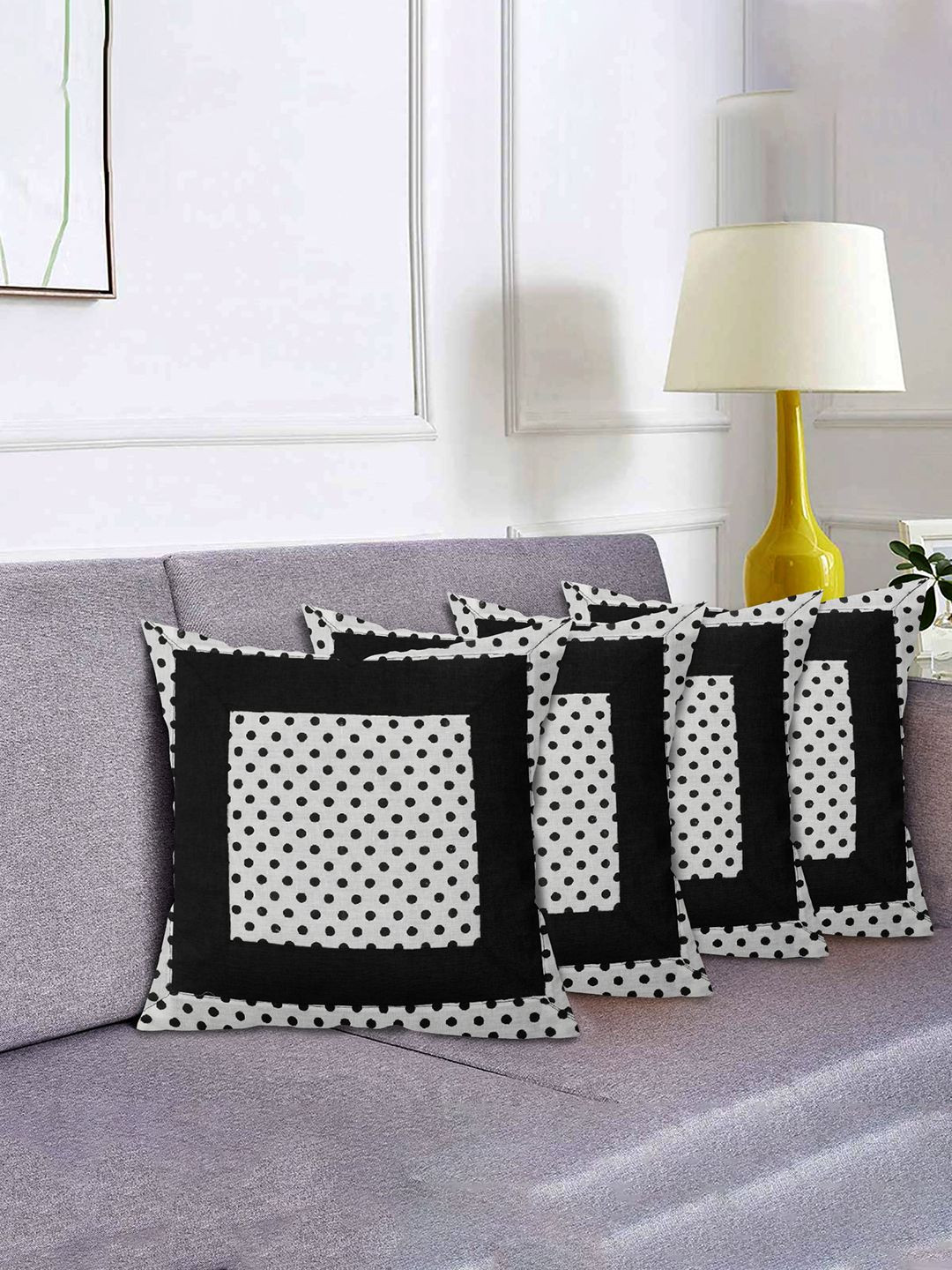 Kuber Industries Self Design Cotton 4 Pcs Square Cushion Covers - 15.4 x 15.4 In