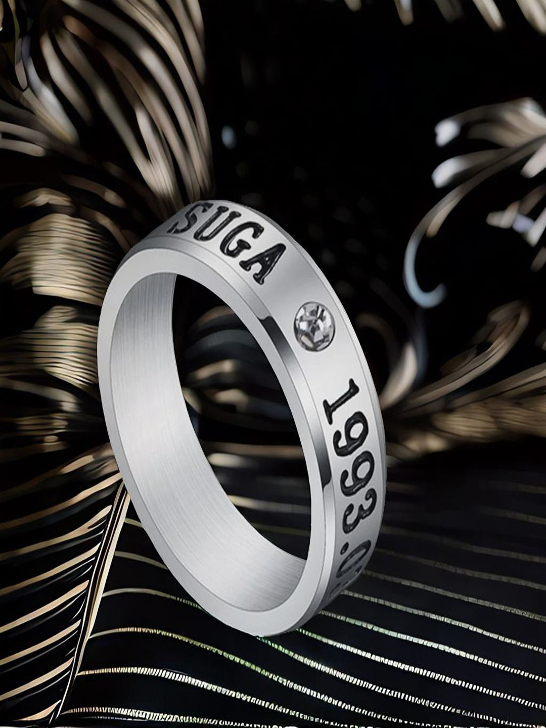 DIVASTRI Sterling Silver Sliver Plated BTS K-Pop-Star Suga Ring