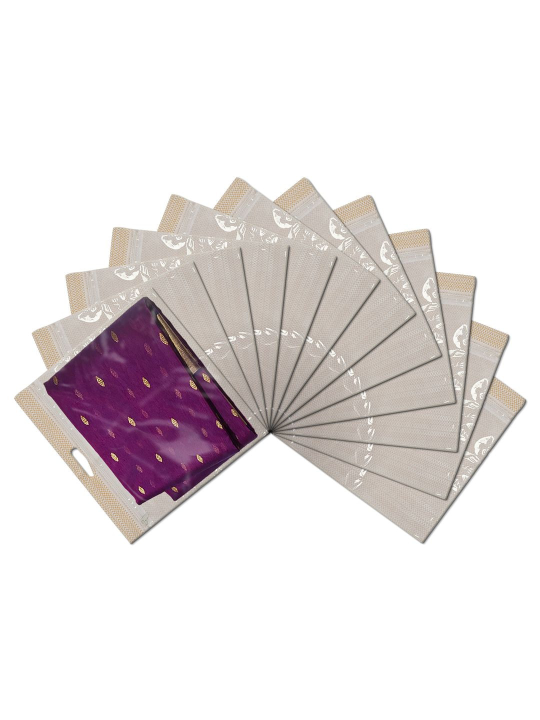 Kuber Industries Brown Set of 12 Regular Suit Wardrobe Drawer Saree Cover Organisers