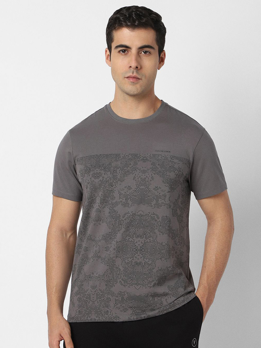 Van Heusen Flex Men Printed Cut Outs Slim Fit T-shirt