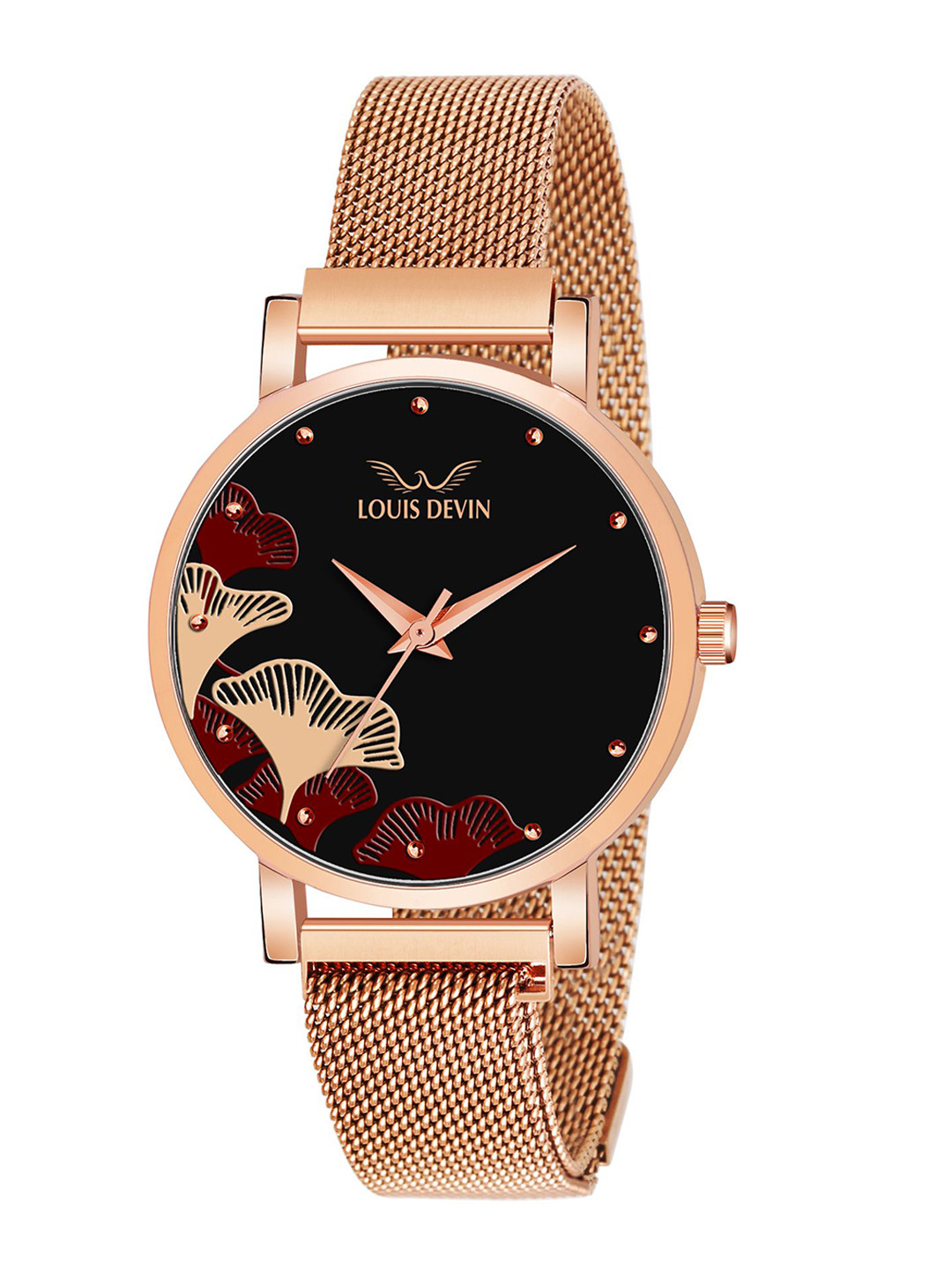 LOUIS DEVIN Women Brass Dial & Straps Analogue Watch LD-RG162-BLK