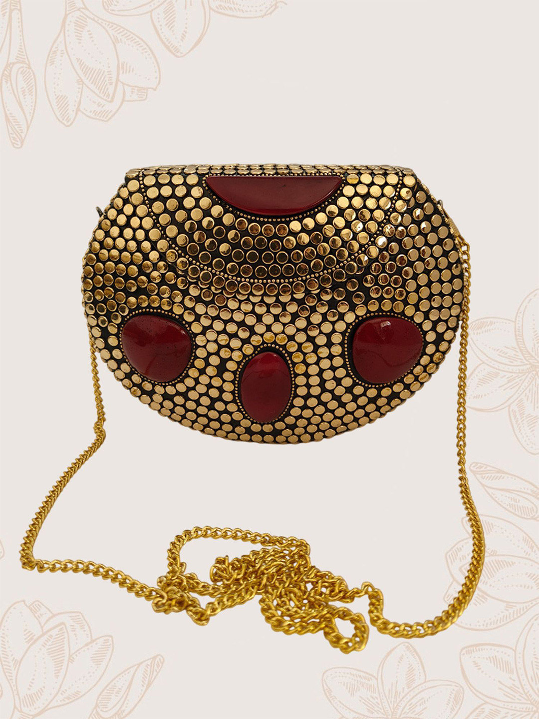 MAATIR DESIGNS Embellished Half Moon Clutch