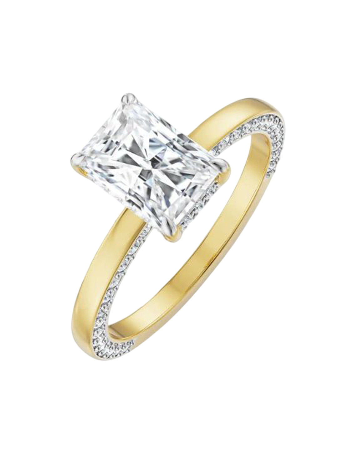 Emori Radiant Solitaire Engagement Lab Diamond Ring in 18KT Gold
