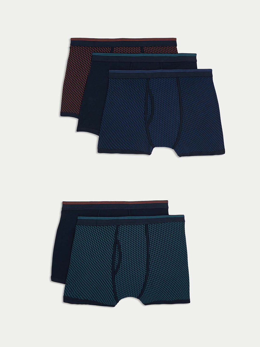 Marks & Spencer Pack Of 5 Breathability Trunks T144811SNAVY MIX-NAVY MIX