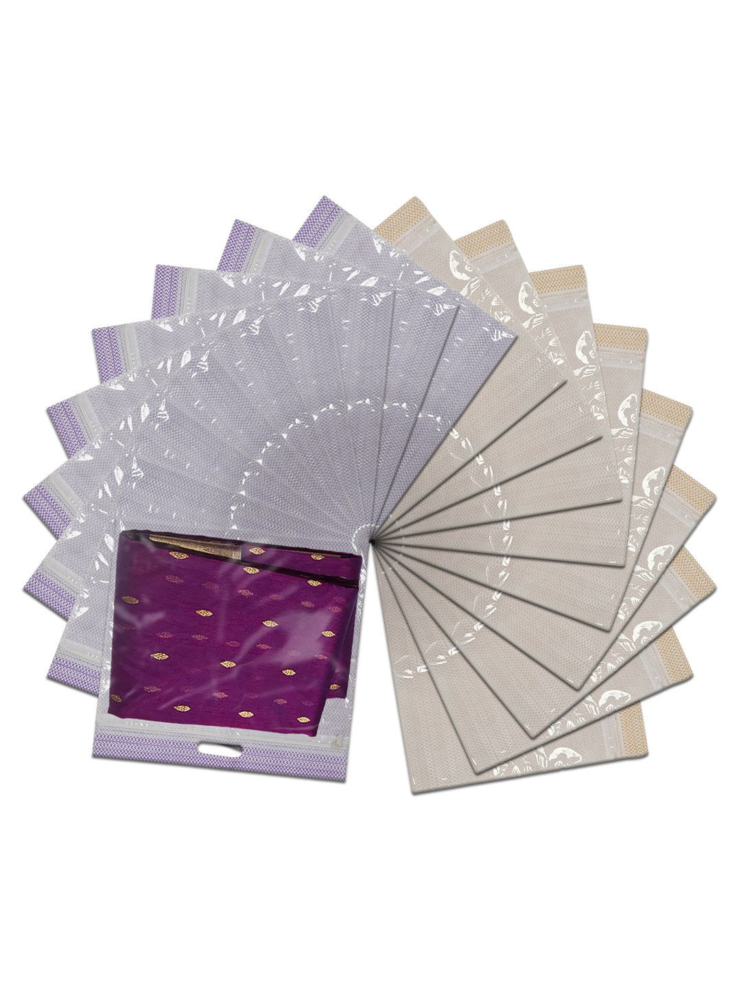 Kuber Industries Purple Set of 18 Regular Suit Wardrobe Saree Cover Organizer