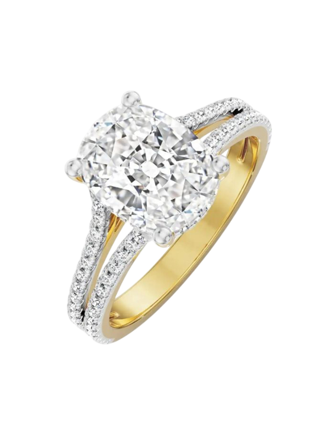 Emori Duo Lab Diamond Band Cushion Square in 14KT Gold