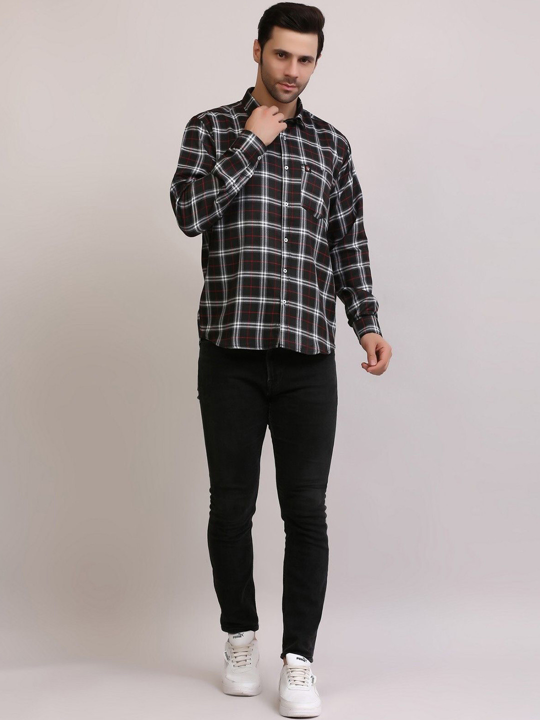 CLUBWIN Men Tartan Checks Opaque Checked Casual Shirt