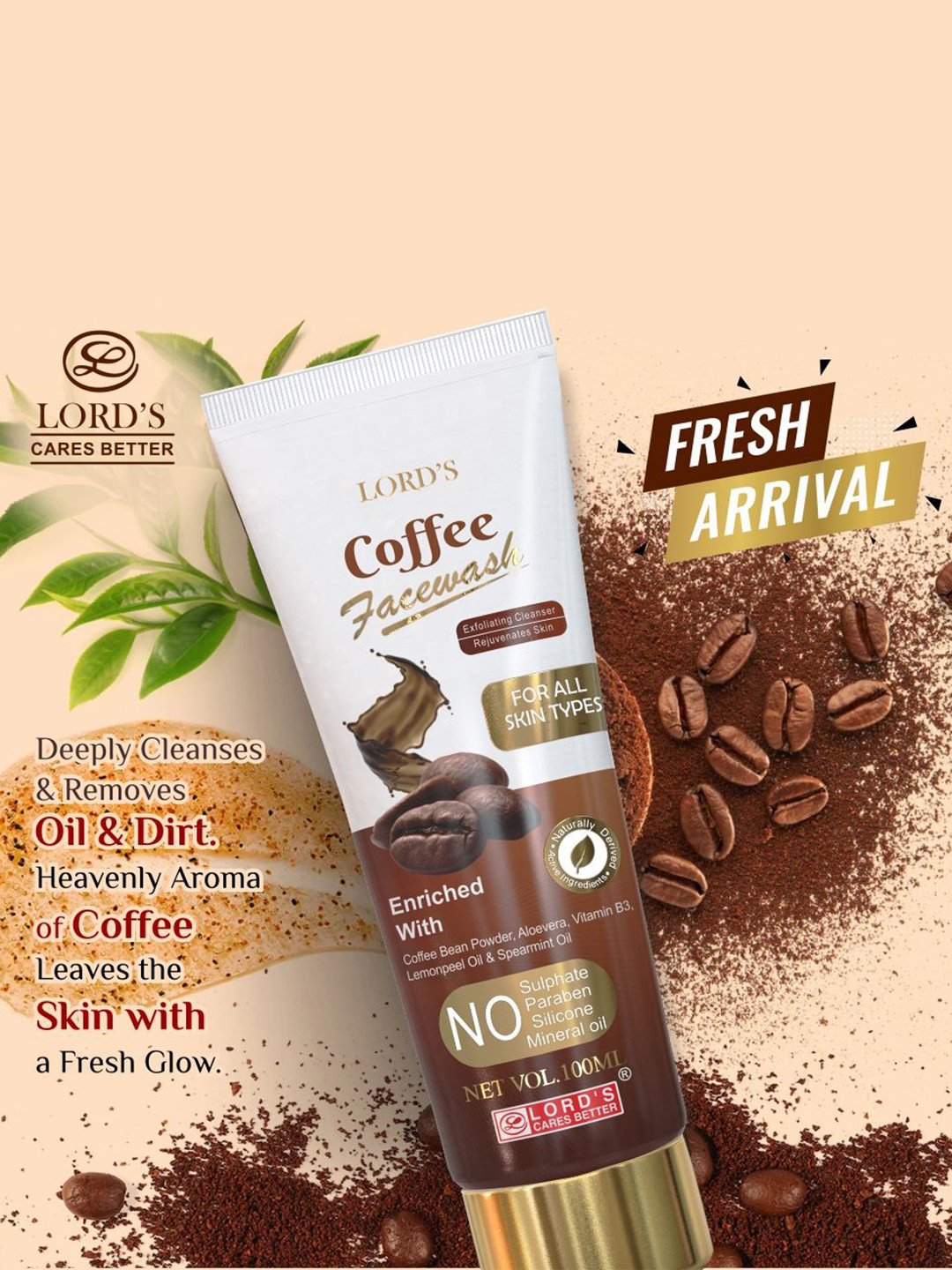 Lord's Cares Better Coffee Face Wash For Deep Cleansing And Removes Oil Dirt - 100 ml