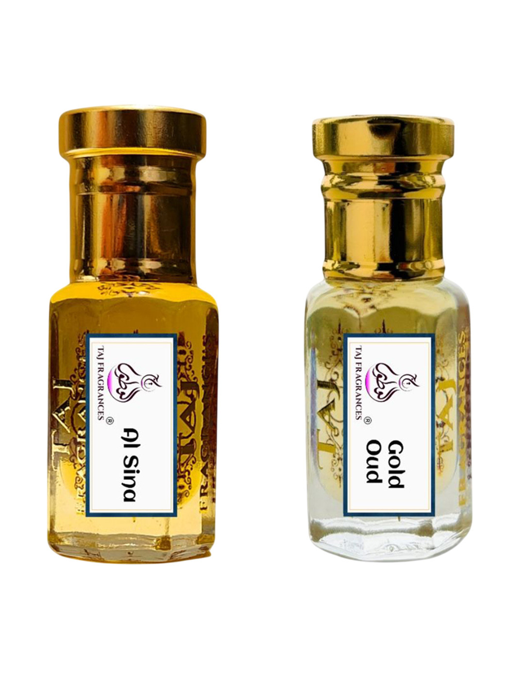 Taj Fragrances Unisex Set Of 2 Al Sina & Gold Oud  Long Lasting Attar - 6 ml Each