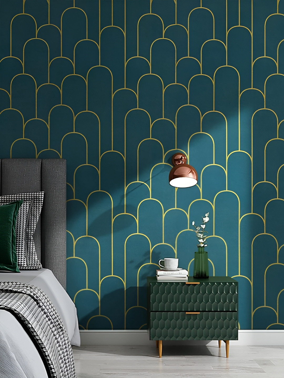 Aura Green & Yellow Printed Waterproof & Oil-Proof Self Adhesive Wallpaper
