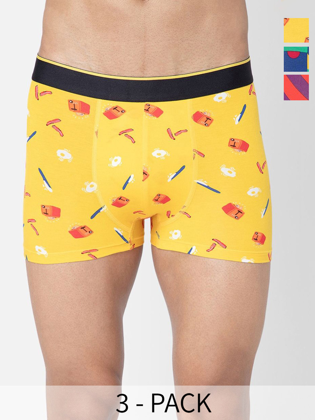 bummer Men Pack of 3 Printed Underwear Mircomodal Trunk TRBRELZCH03S