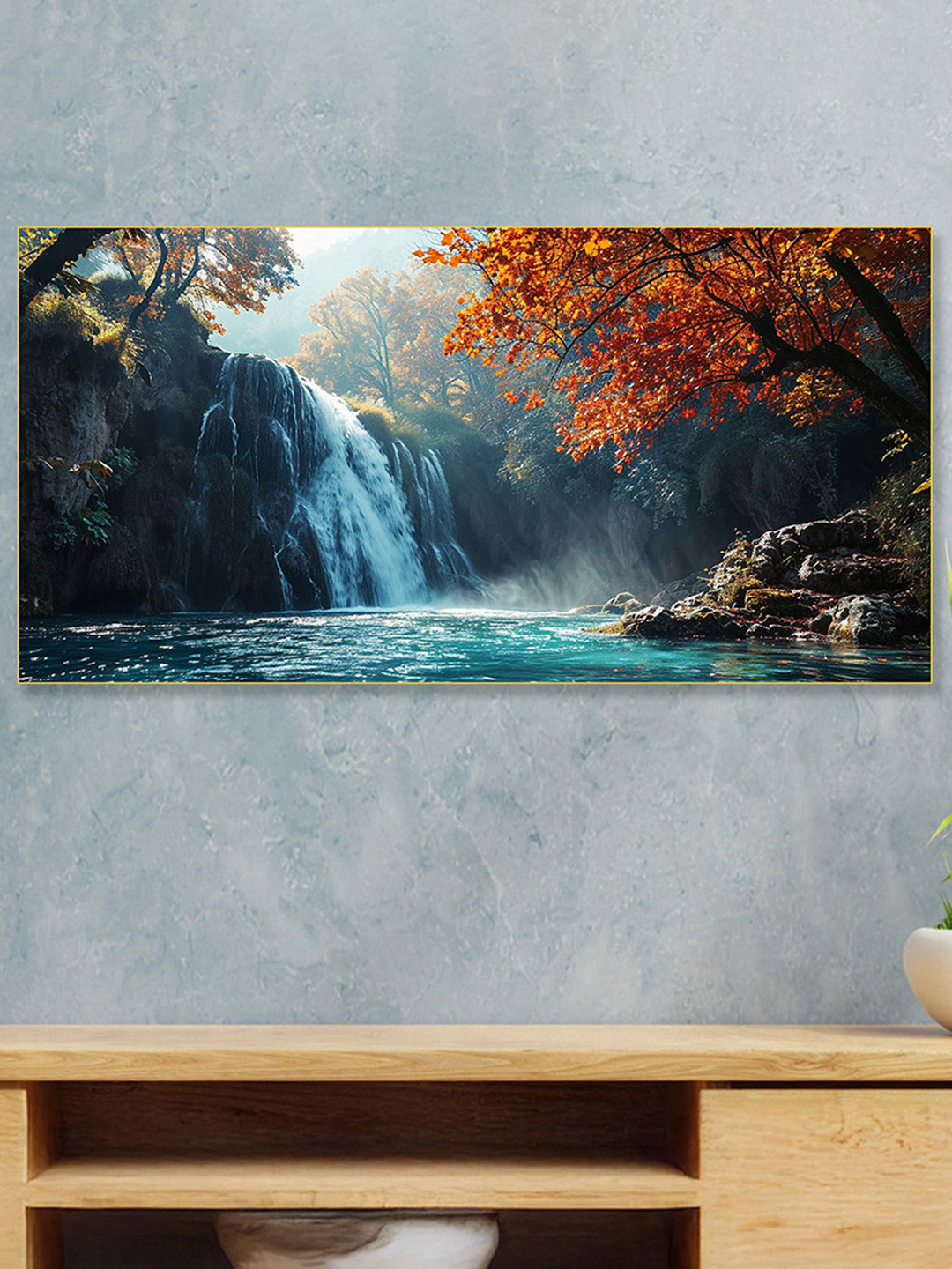 nestroots White & Gold-Toned Radha Krishna Colors of Love Religious Canvas Wall Painting