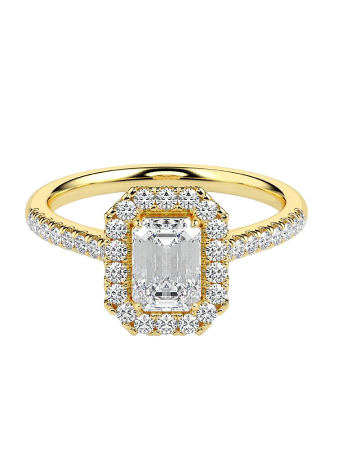Emori Brilliant Emerald Cut Lab Diamond Ring in 18KT Gold