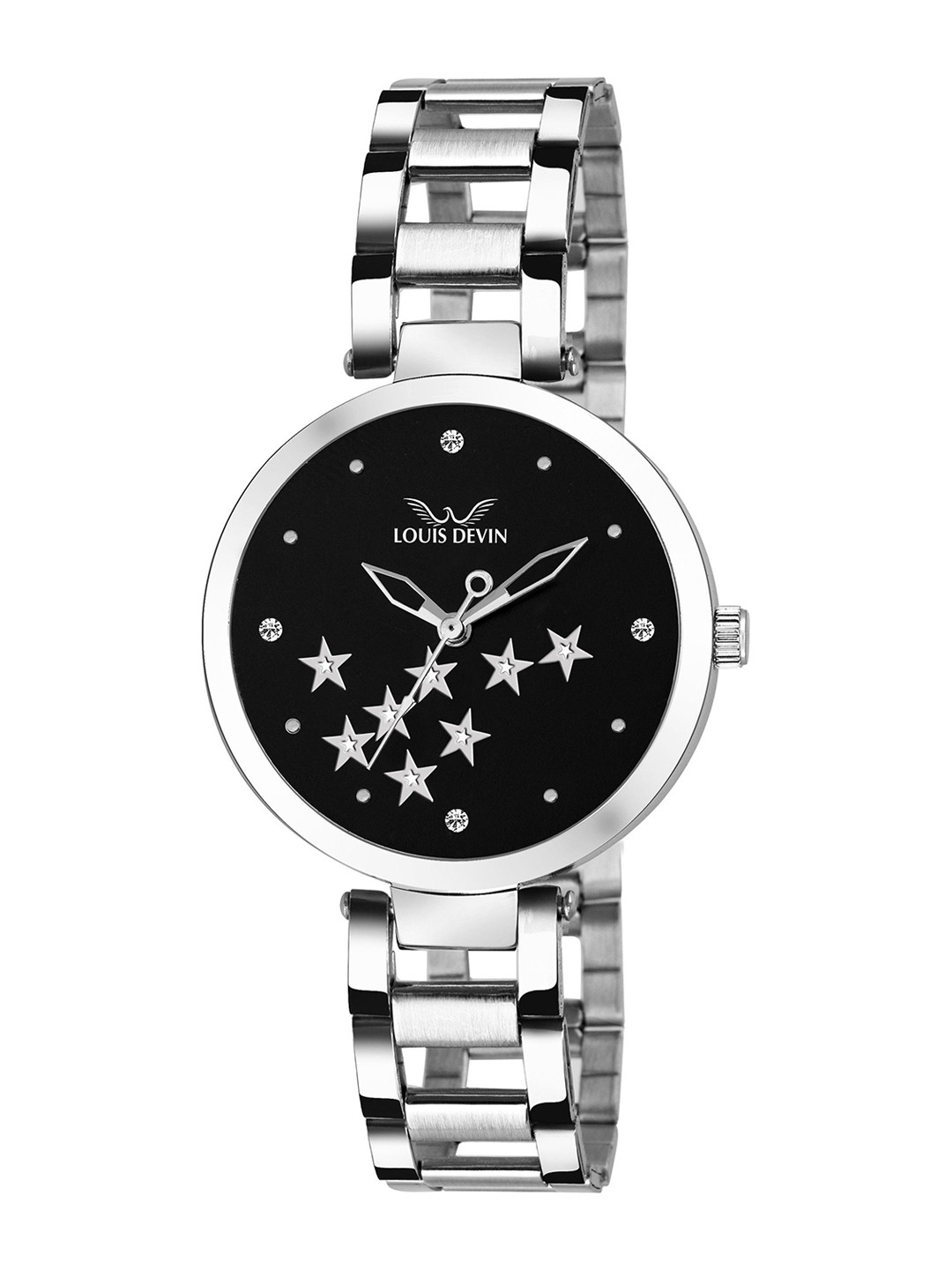 LOUIS DEVIN Women Brass Dial & Stainless Steel Straps Analogue Watch LD-ZL103-BLK