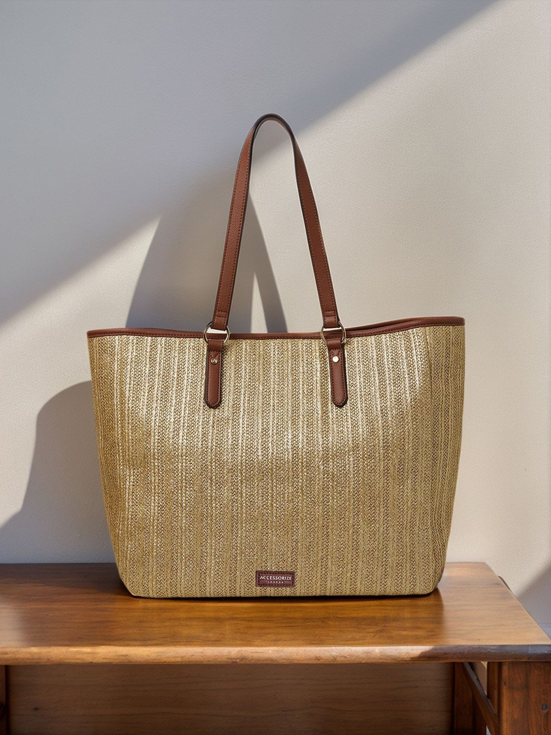 Accessorize Women Large Metallic Raffia Shopper Bag