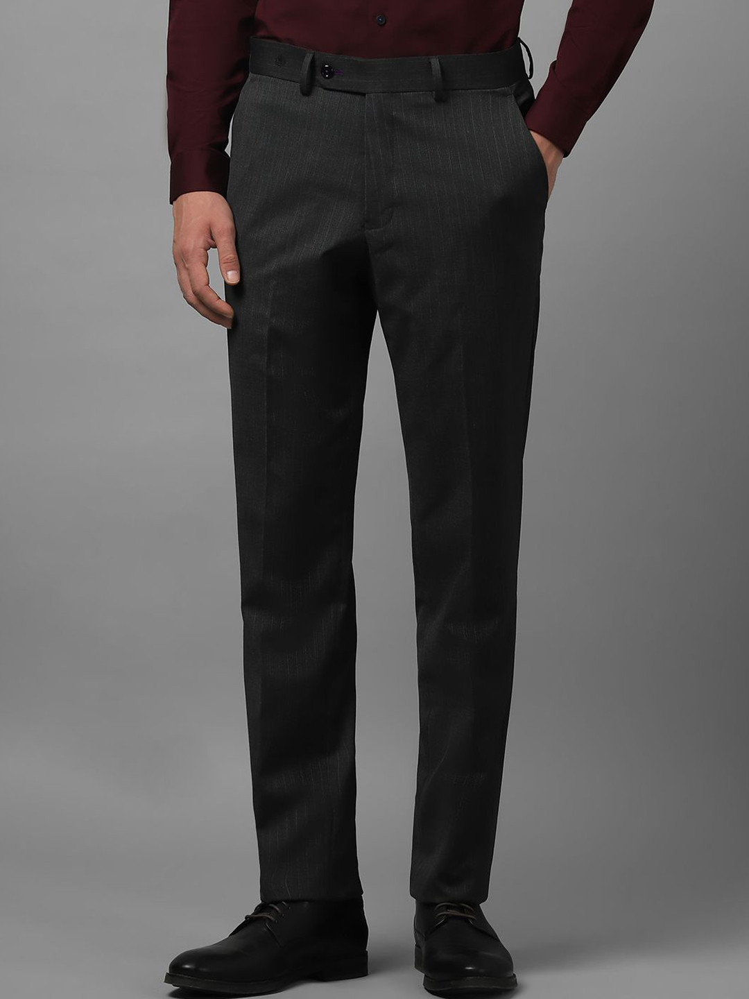 Luxure by Louis Philippe Men Slim Fit Flat Front Formal Woolen Trousers