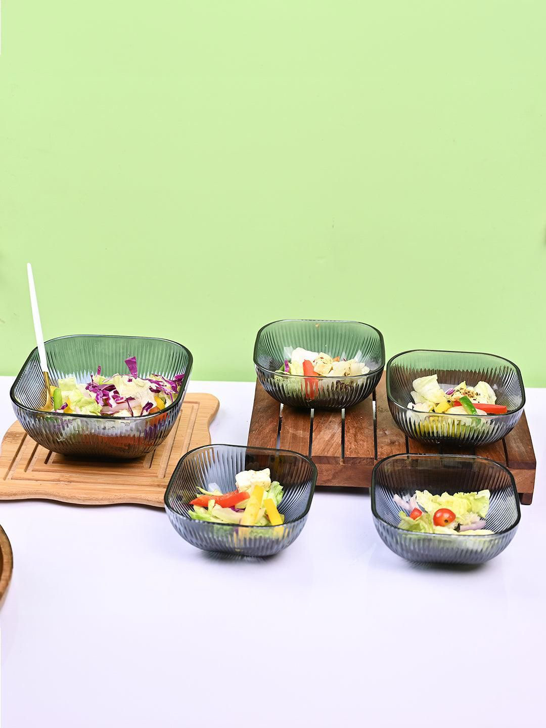 MARKET99 Grey Glass Pudding Set of 5 - Square Sophistication