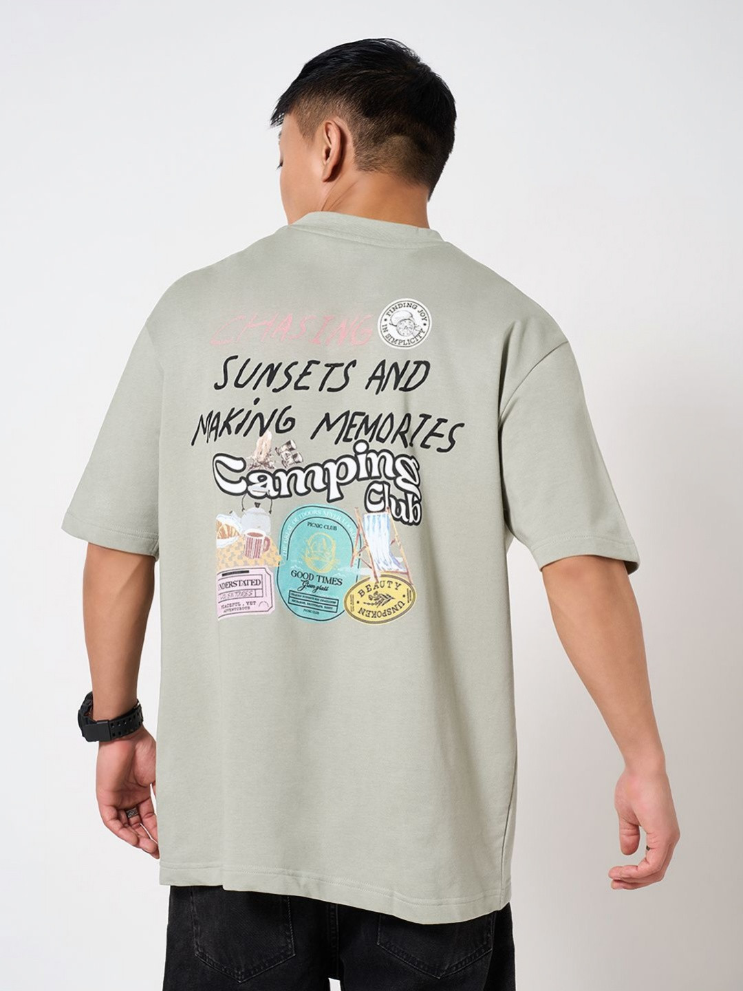 People Men Drop-Shoulder Sleeves Pockets Boxy T-shirt