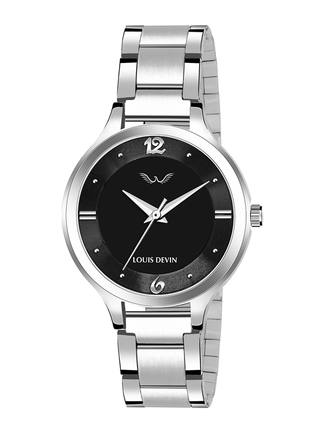 LOUIS DEVIN Women Brass Dial & Stainless Steel Straps Analogue Watch LD-L158-BLACK