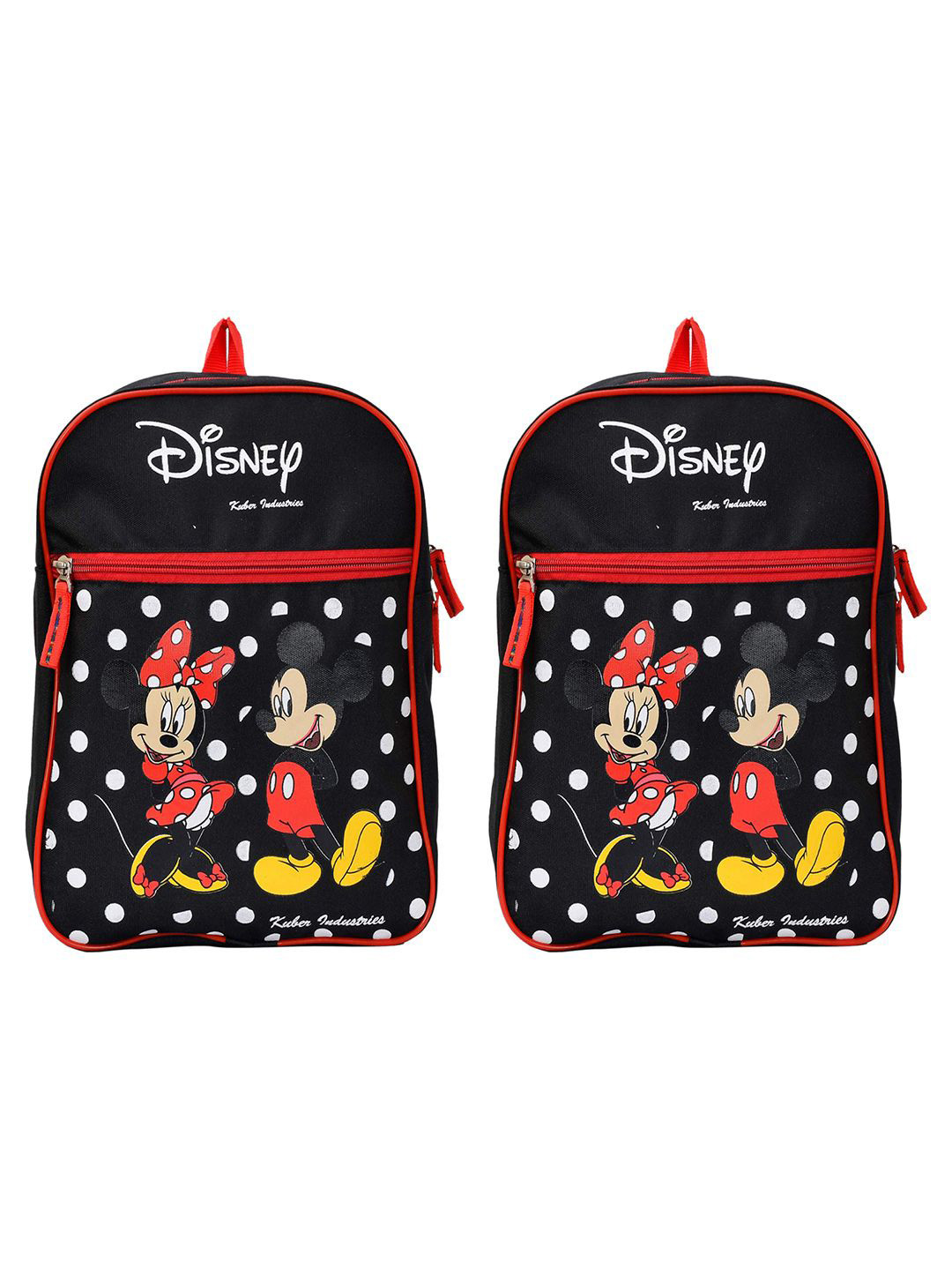 Kuber Industries Set of 2 Mickey & Minnie Print Rexine Portable School Bag Backpack