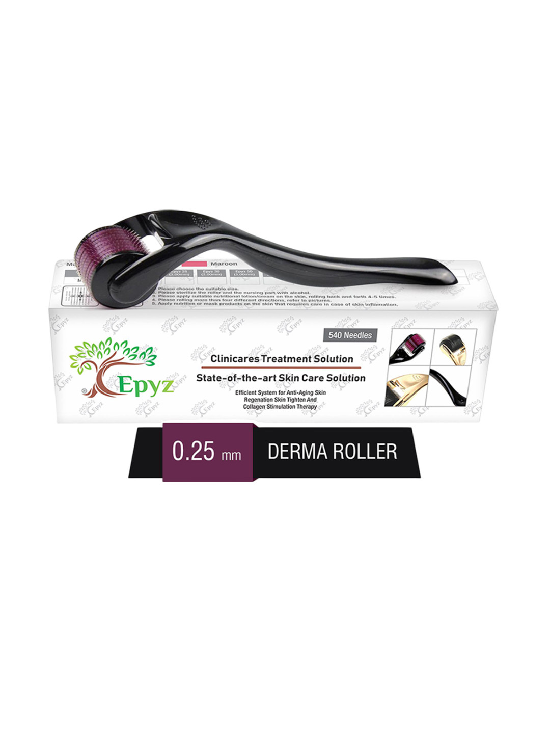 Epyz Derma Roller For Hair Growth With 0.25 mm Stainless Steel Needles- Pink